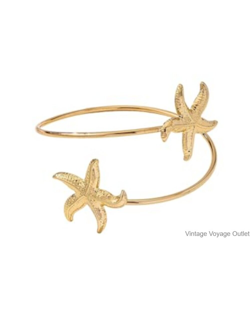 Copper Arm Cuff Bracelet with Starfish Floral Design